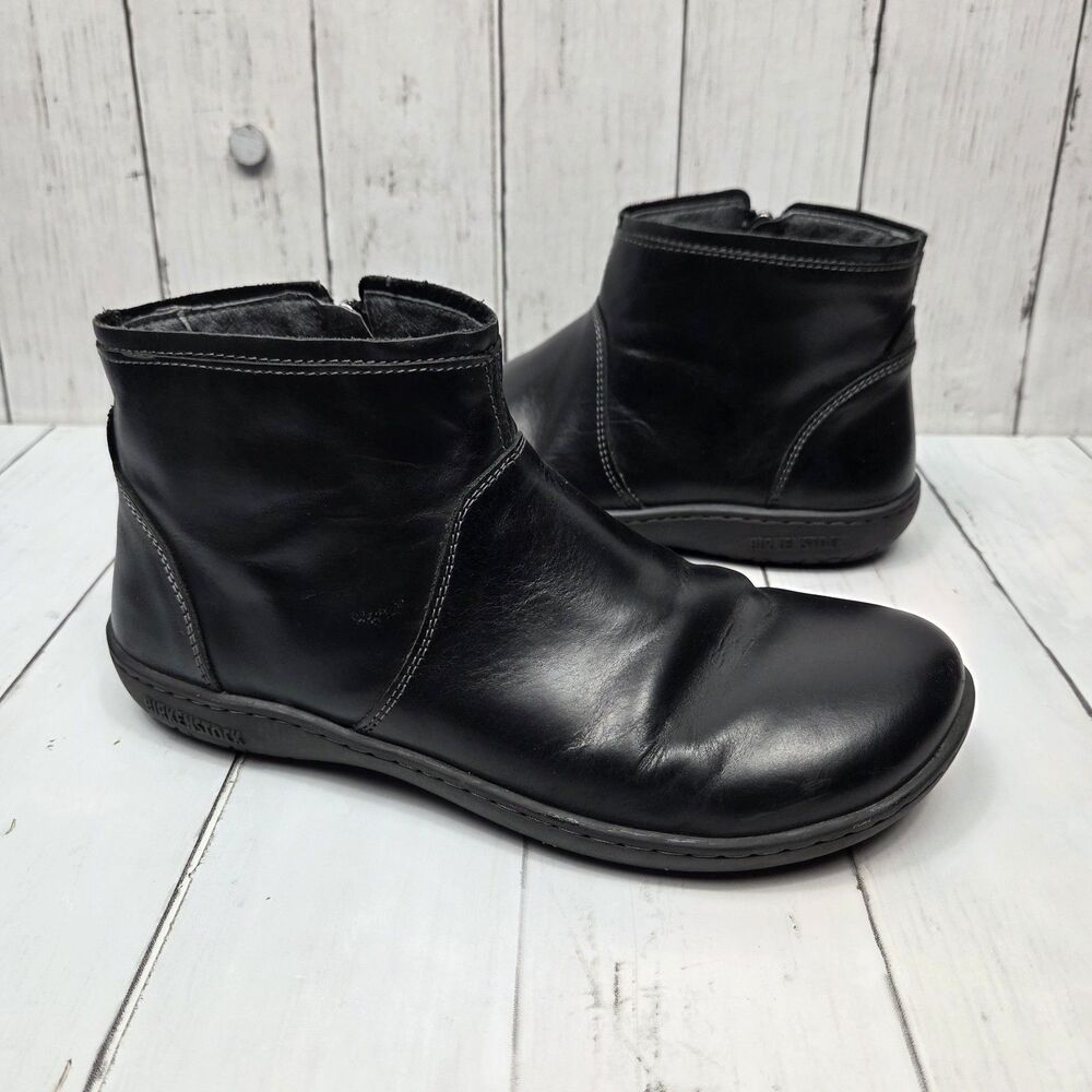 Birkenstock Bennington Leather Ankle Boots Black Zipper Women's EUR 39 US 8-8.5
